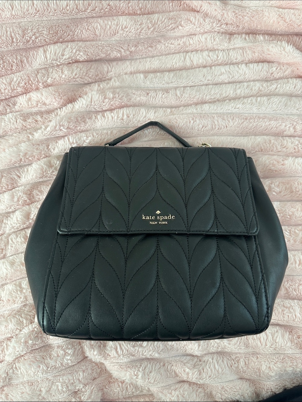 kate spade black quilted backpack with top handle